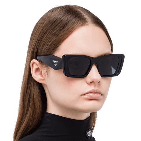 prada pr 08ys on face|Prada PR 08YS 1AB5S0 51 Black Sunglasses .